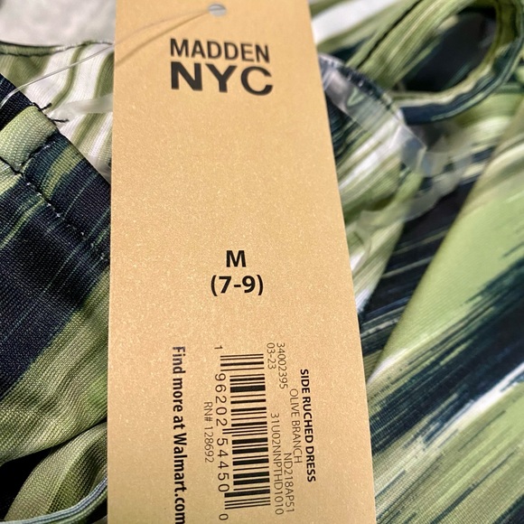 Madden NYC Green Black & Ivory Side Ruched Dress NWT Sz M (7-9) Bodycon - Picture 6 of 11